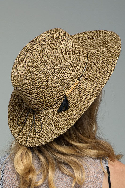 New! Duo-Tone Panama Hat with Wood Beads – Evergreen Roots  display picture 1