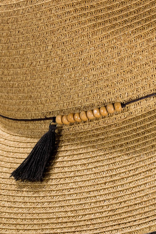 New! Duo-Tone Panama Hat with Wood Beads – Evergreen Roots  display picture 3