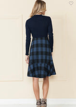 Load image into Gallery viewer, Plaid and Ribbed Top Dress