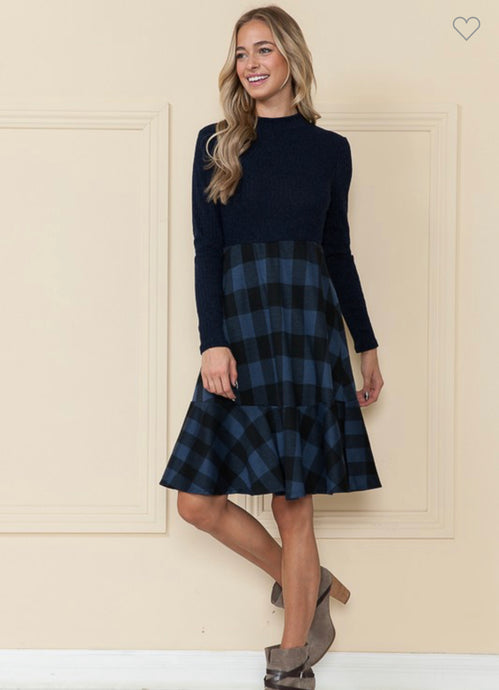 Plaid and Ribbed Top Dress