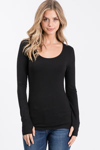 Round Neck Long Sleeve Layering Tee