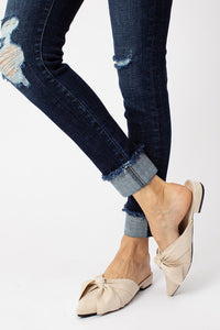 Kancan Cuffed Ankle Distressed Jeans