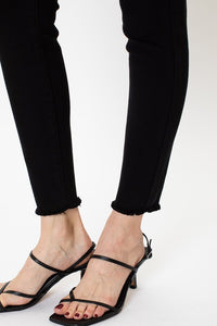 Black High Rise Hem Detail Ankle Skinny Jeans