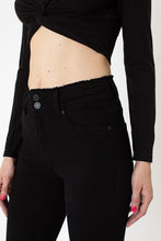 Load image into Gallery viewer, Black High Rise Hem Detail Ankle Skinny Jeans
