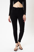 Load image into Gallery viewer, Black High Rise Hem Detail Ankle Skinny Jeans