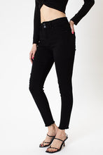 Load image into Gallery viewer, Black High Rise Hem Detail Ankle Skinny Jeans
