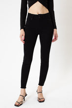 Load image into Gallery viewer, Black High Rise Hem Detail Ankle Skinny Jeans