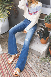 High Rise Distressed Flare Jeans