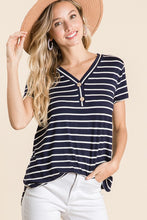 Load image into Gallery viewer, Navy/Ivory Stripped Tunic