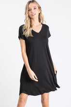 Load image into Gallery viewer, V- Neck Pocket T-Shirt Dress