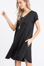 Load image into Gallery viewer, V- Neck Pocket T-Shirt Dress