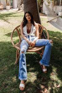 The Alison Distressed Flare Light Wash Jeans