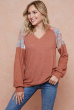 Load image into Gallery viewer, Samara Rust Top With Paisley Color Block