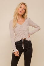 Load image into Gallery viewer, Sweetheart Neck Cinched Ruffle Sweater