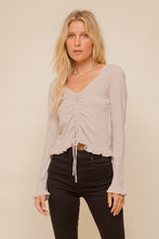 Load image into Gallery viewer, Sweetheart Neck Cinched Ruffle Sweater