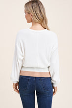 Load image into Gallery viewer, Waffle Knit Color Band Sweater
