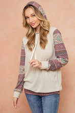 Load image into Gallery viewer, Hacci Brushed Knit Hoodie With Aztec Print