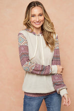 Load image into Gallery viewer, Hacci Brushed Knit Hoodie With Aztec Print