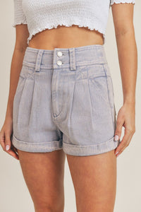High Rise Acid Wash Denim Shorts (2 colors)