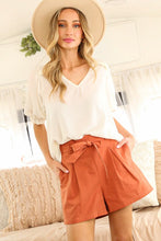 Load image into Gallery viewer, High Waisted Belted Pin-Tuck Shorts