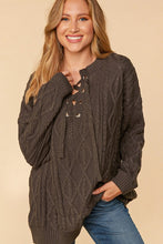 Load image into Gallery viewer, Lace Up Cable Knit Sweater (2 colors)