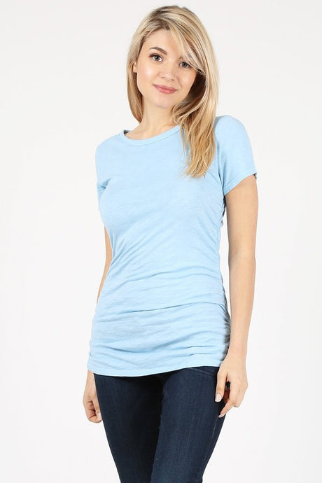 Side Shirring Short Sleeve T-Shirt (3 colors)
