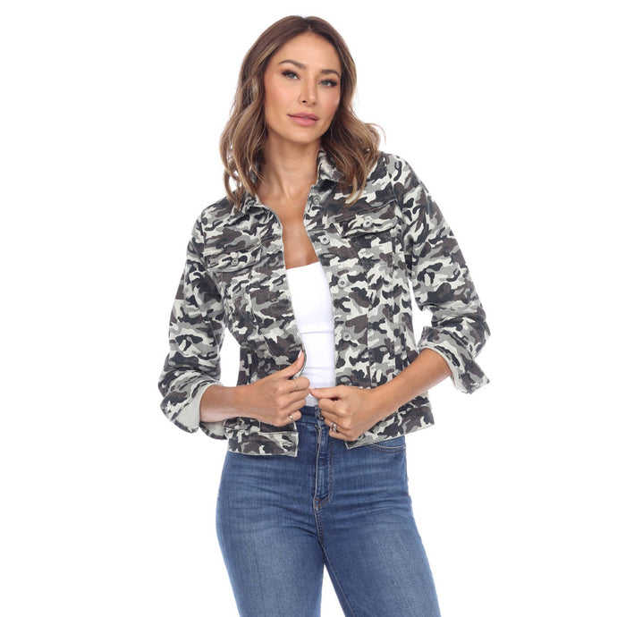 Grey Camo Denim Jacket