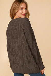 Lace Up Cable Knit Sweater (2 colors)