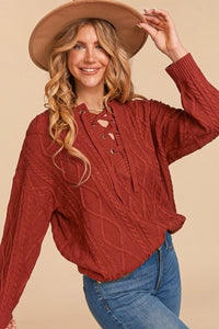 Lace Up Cable Knit Sweater (2 colors)