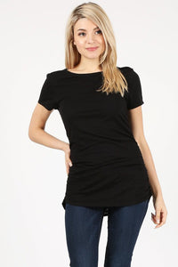 Side Shirring Short Sleeve T-Shirt (3 colors)