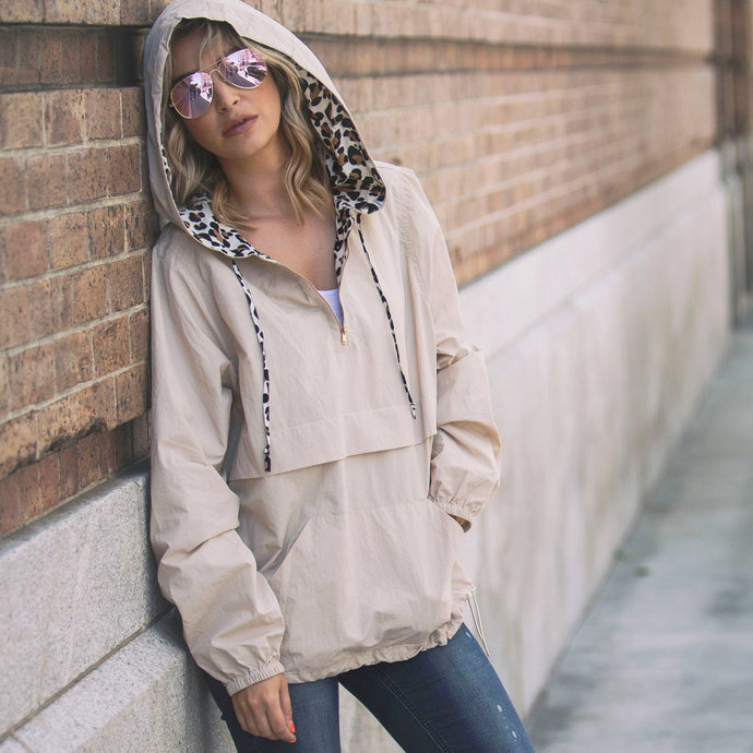 New! Leopard Print Hoodie Windbreaker