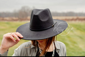 New Arrival!!  Wide Brim Hat with Contrasting Buckle