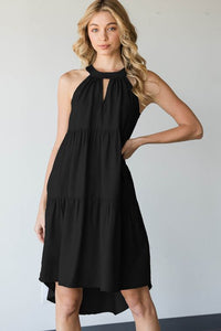Halter Tiered Dress with Keyhole Front