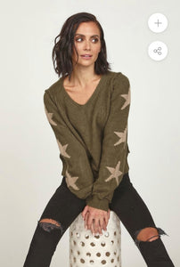 Vintage Khaki Stars Olive Sweater