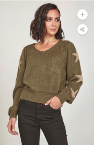 Vintage Khaki Stars Olive Sweater