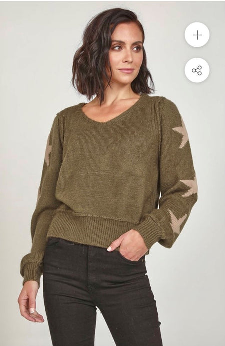 Vintage Khaki Stars Olive Sweater